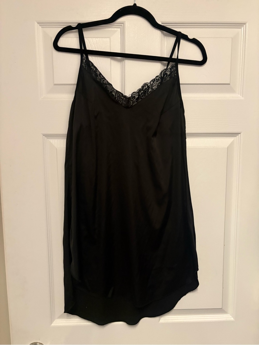 Black Lace Trim Slip Dress